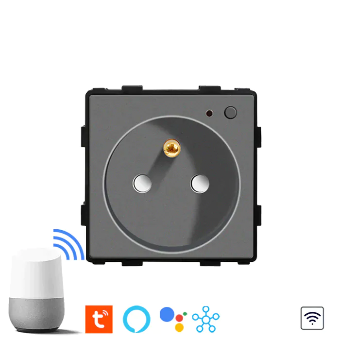 Revolo WiFi elektrická zásuvka - Stříbrný modul Revolo WiFi elektrická zásuvka 16A typ FR - Stříbrný modul