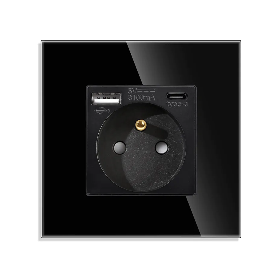 Revolo elektrická zásuvka FR s USB A+C/20W – Černá Revolo elektrická zásuvka FR s USB A+C/20W – Černá