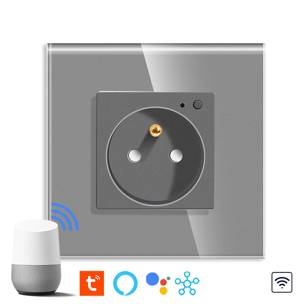 Revolo WiFi elektrická zásuvka - Stříbrná Revolo WiFi elektrická zásuvka 16A typu FR - Stříbrná