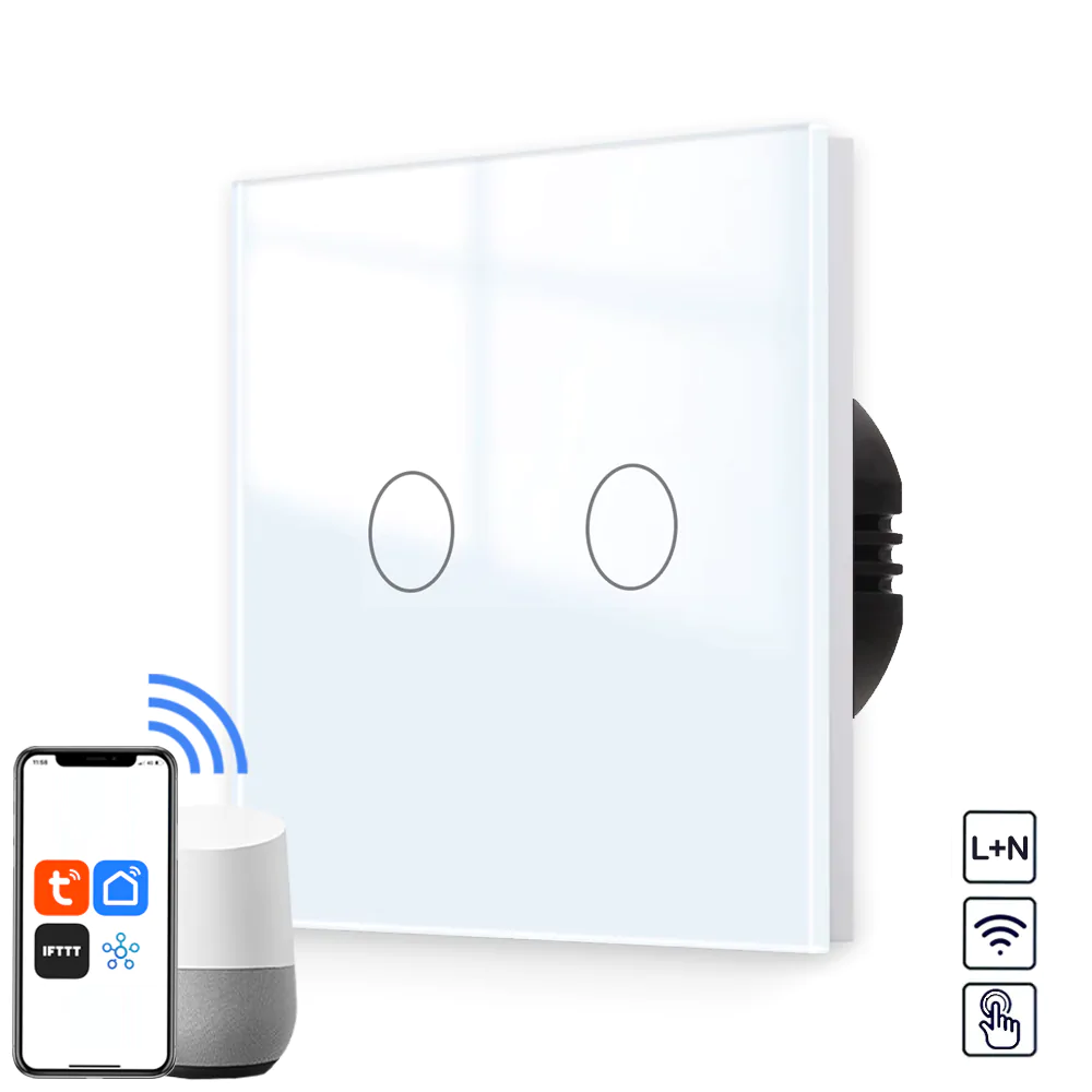 Revolo Smart dotykový vypínač č.5 - Bílý Revolo WiFi dotykový vypínač č.5 (L+N) - Bílý