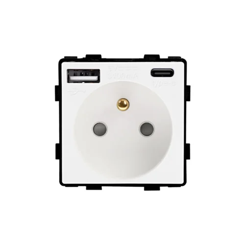Revolo elektrická zásuvka FR s USB A+C / 20W Fast charging – Bílý modul