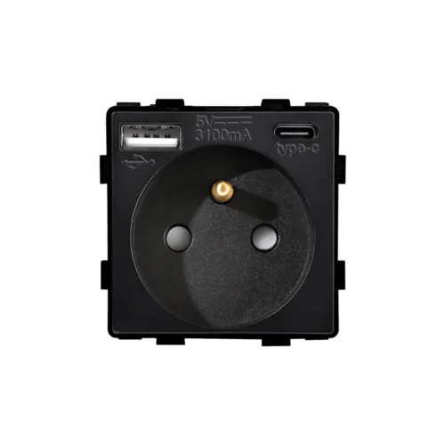 Revolo elektrická zásuvka FR s USB A+C / 20W Fast charging - Černý modul