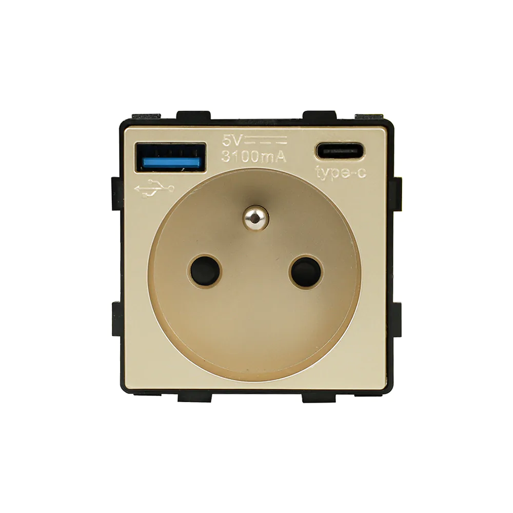 Revolo el. zásuvka FR s USB A+C / 20W Fast charging – Zlatý modul Revolo el. zásuvka FR s USB A+C / 20W Fast charging – Zlatý modul
