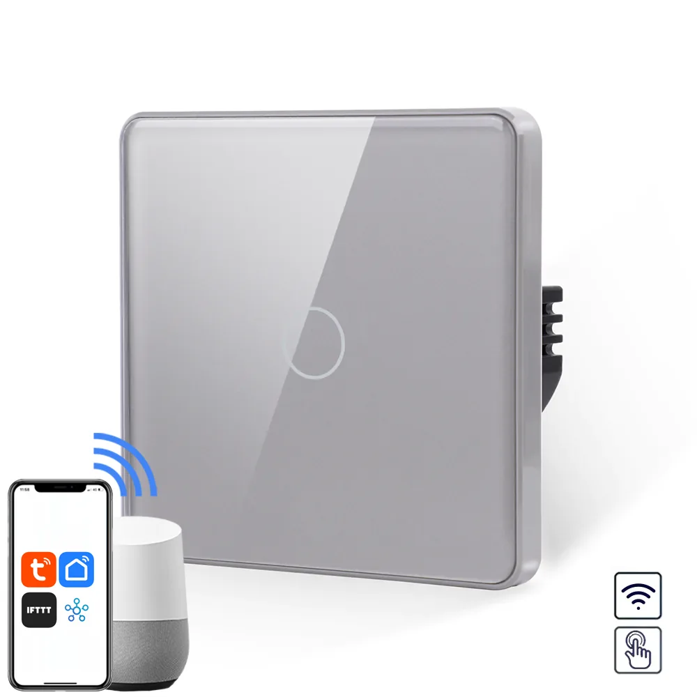 Revolo WiFi dotykový vypínač č.1 (L+N) - Stříbrný zaoblený Revolo WiFi dotykový vypínač č.1 (L+N) - Stříbrný zaoblený