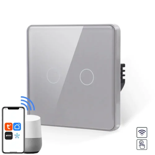 Revolo WiFi dotykový vypínač č.5 (L+N) - Stříbrný zaoblený