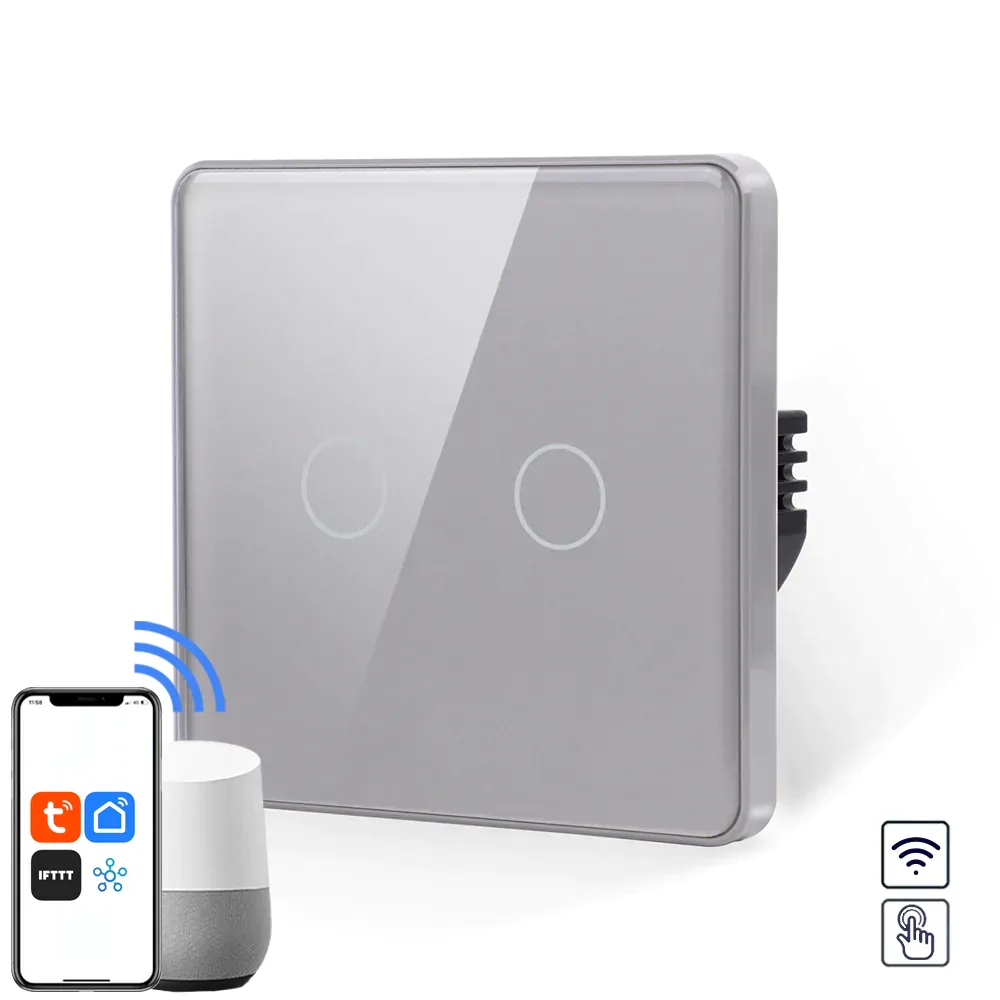 Revolo WiFi dotykový vypínač č.5 - Stříbrný zaoblený Revolo WiFi dotykový vypínač č.5 (L+N) - Stříbrný zaoblený