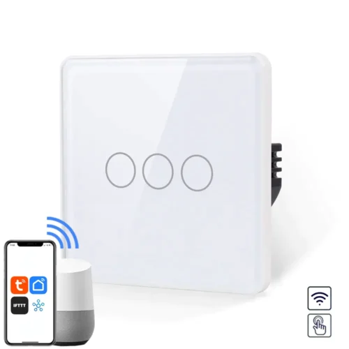 Revolo WiFi dotykový vypínač č.5 tříokruhový - Bílý zaoblený