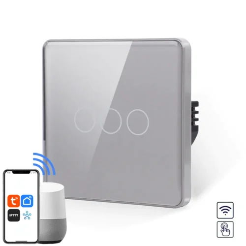 Revolo WiFi dotykový vypínač č.5 tříokruhový - Stříbrný zaoblený